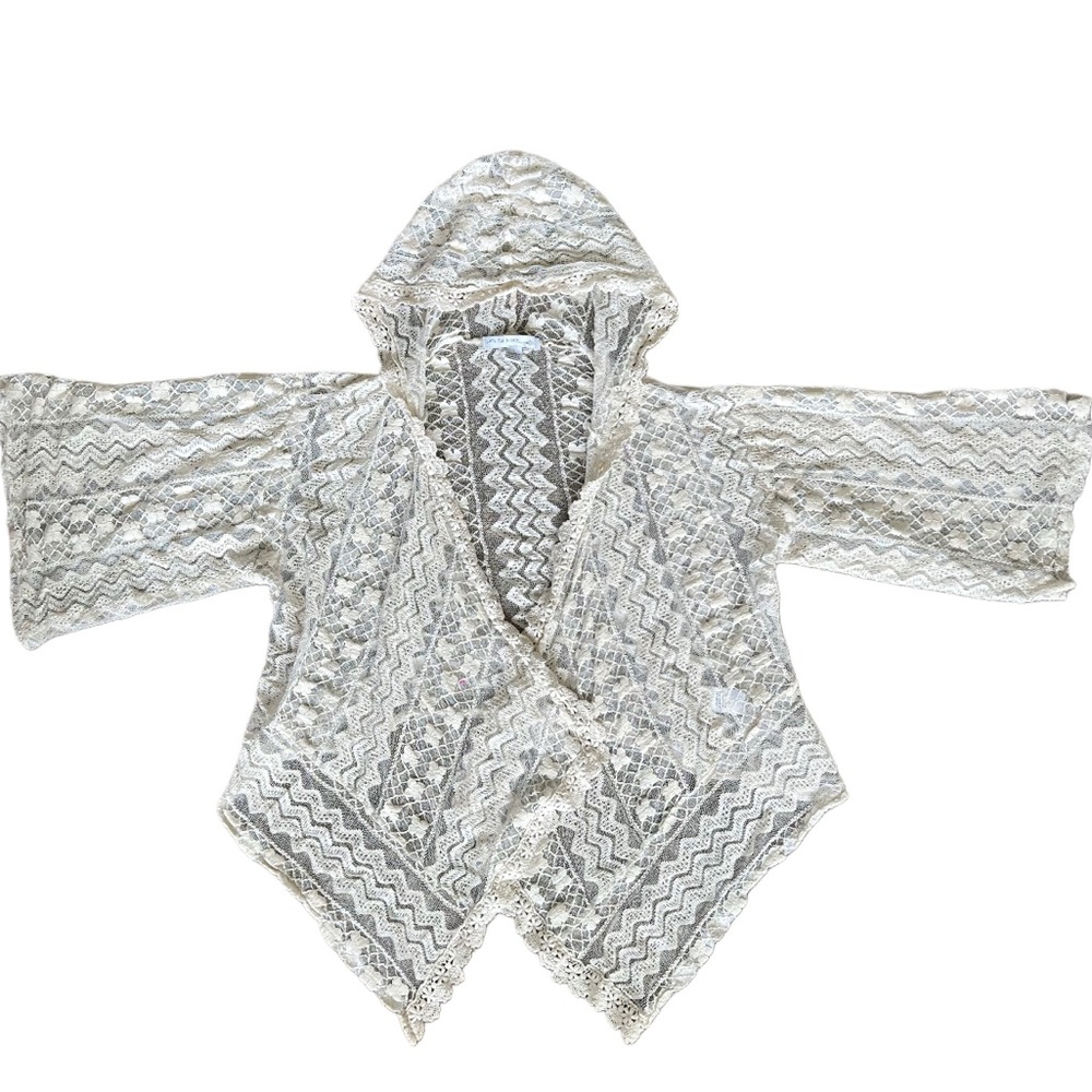 Hooded Lace Ivory Cardigan
